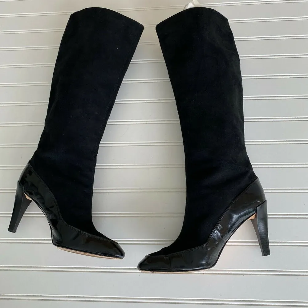 Diane Von Furstenberg Black Suede Knee High Boots 9.5 - Image 6