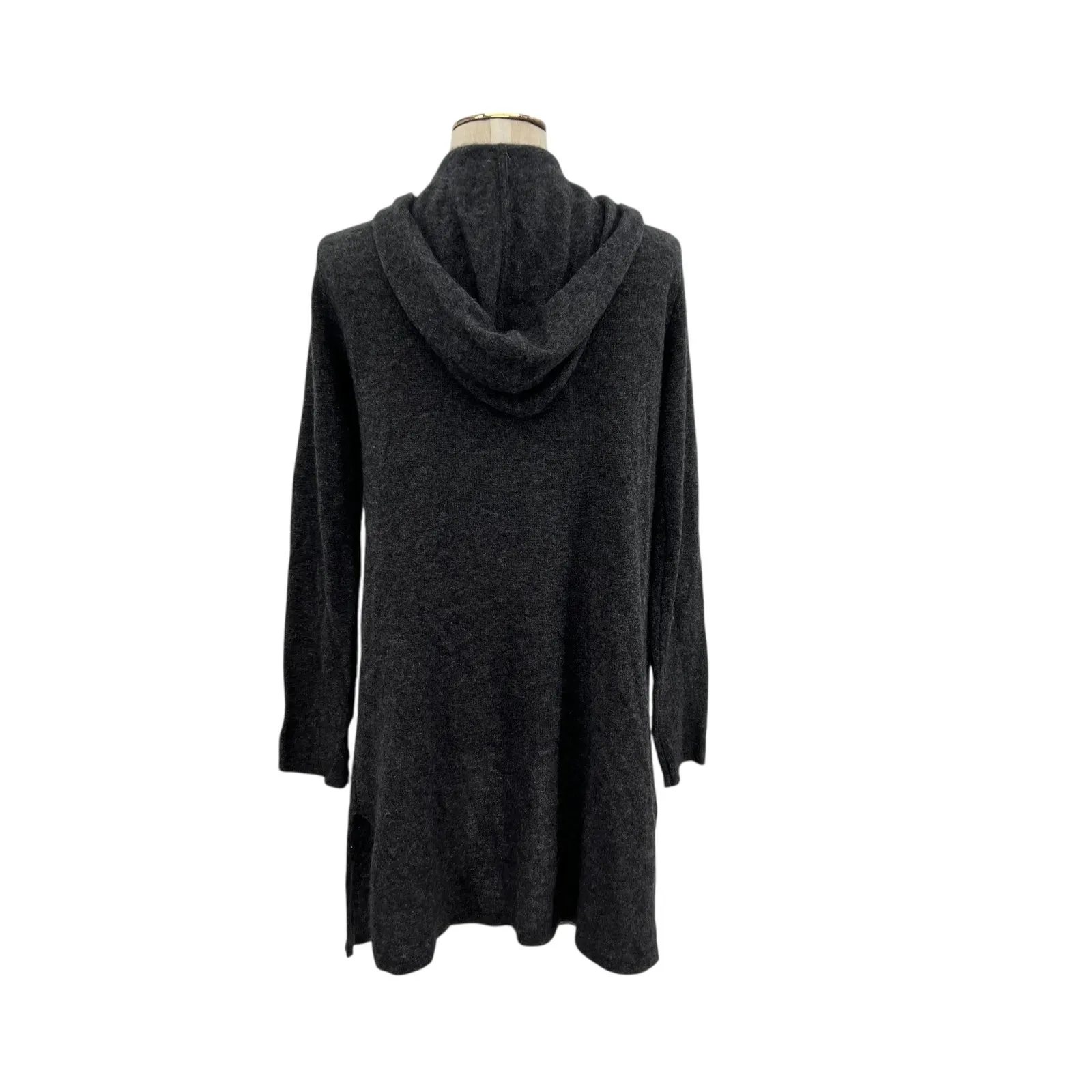 Magaschoni Cashmere Hooded Cardigan Sweater Open Charcoal Gray Size Small - Image 7
