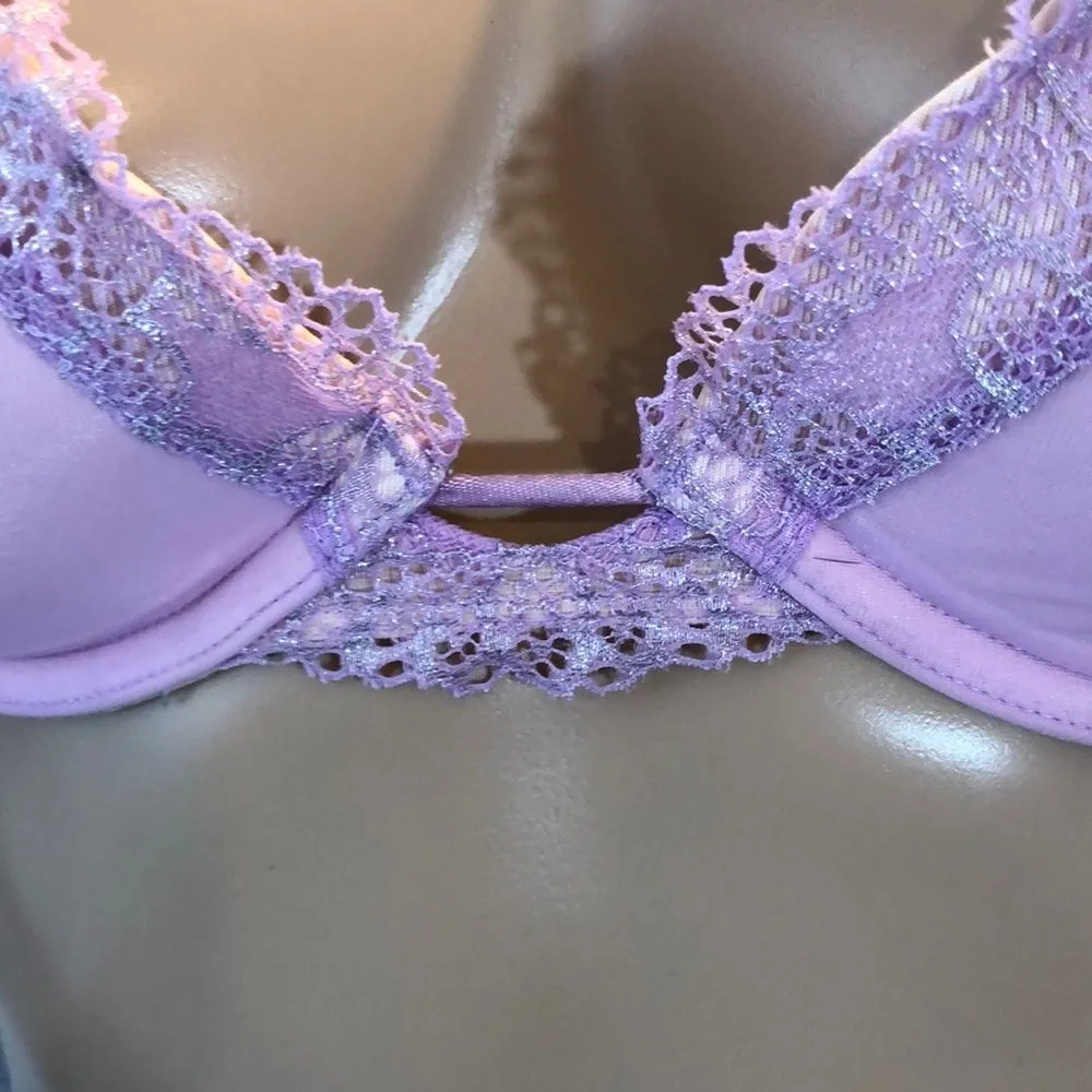DKNY Purple Lace Trim Padded Underwire Bra 34B - Image 6