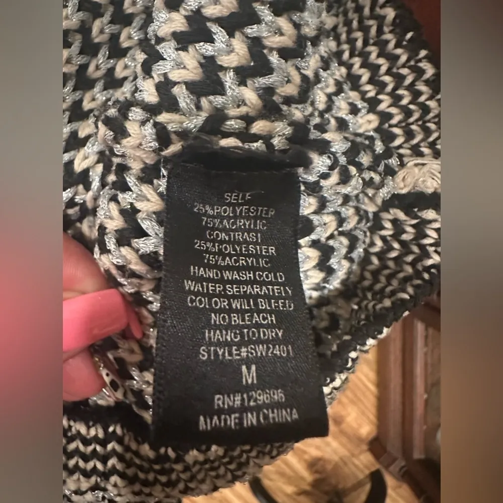 Harper Silver Metallic Treds Long Black Tie Back Sweater - Image 9