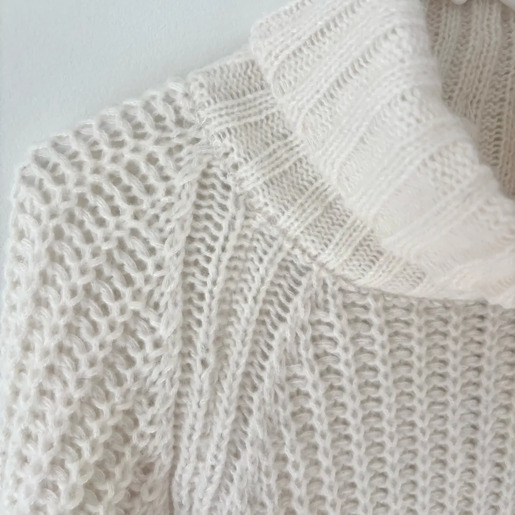 Carmen Steffens Maison White Cream Chunky Knit Sweater Dress Turtle Neck NWT - Image 7