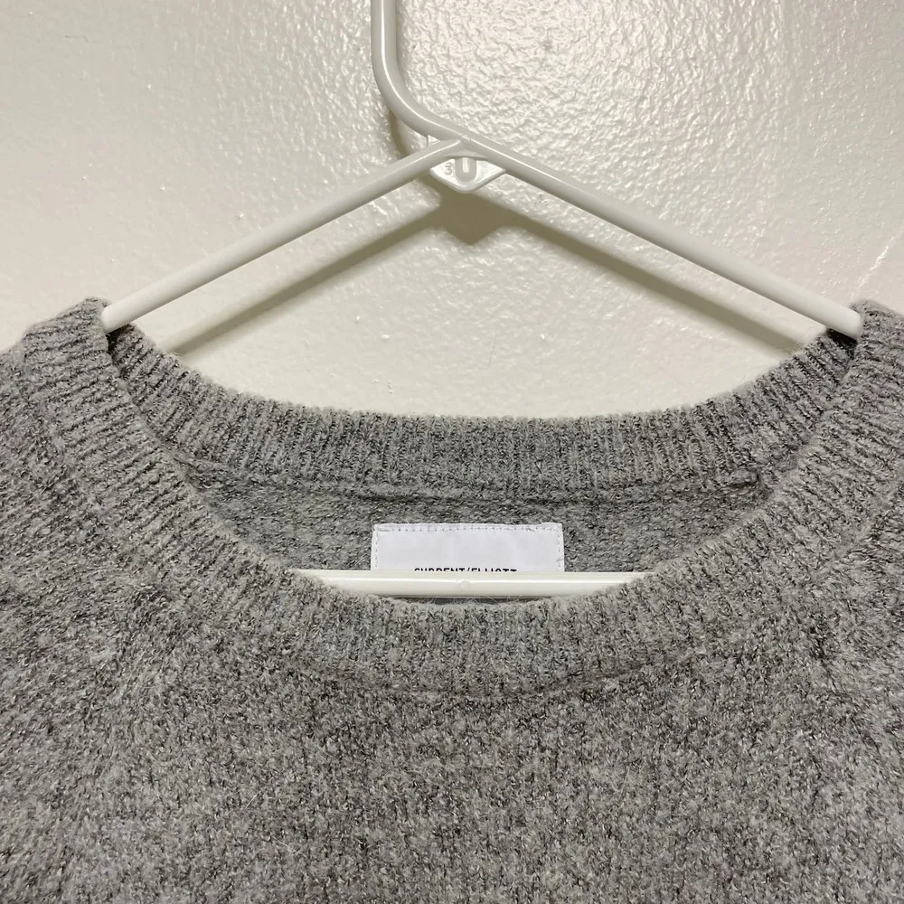 Current/Elliott Gray Long Sleeved Crew Neck Sweater Silver Accents - Image 5