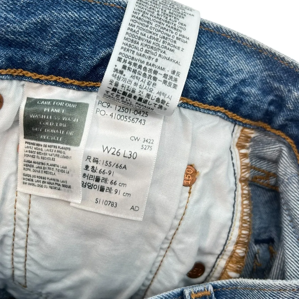 Levi's 501 Selvedge Jeans 150th Anniversary Light Indigo Wash Distressed Size 26 - Image 16