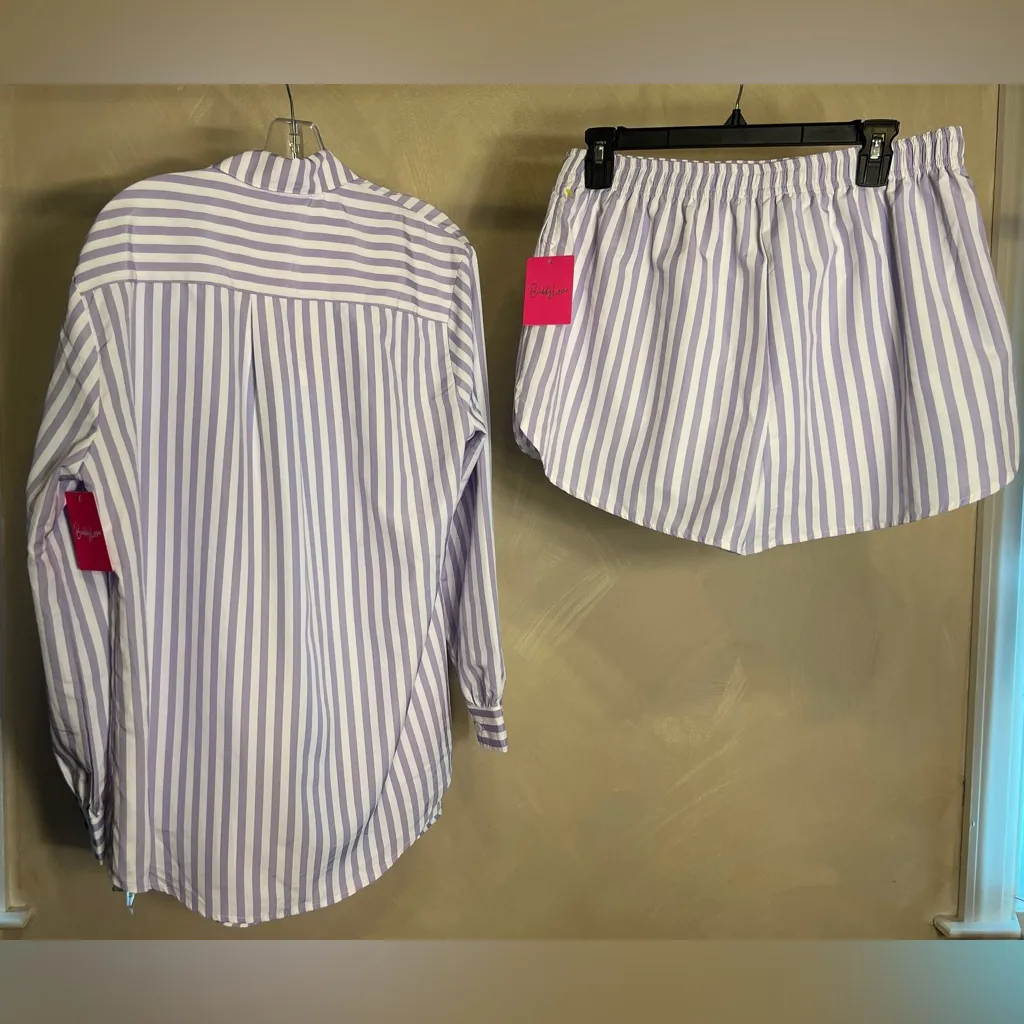 Buddy Love Women’s Ellen Lilac Stripe 2 Piece Casual Lounge Wear Pajama Set|Sz:M Blue Size M - Image 4