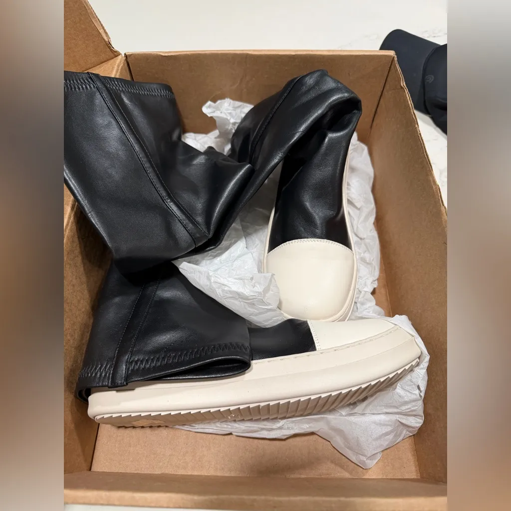 NEW Over The Knee Thigh High Stretch Vegan Leather Boots Round Toe 9 - Image 3