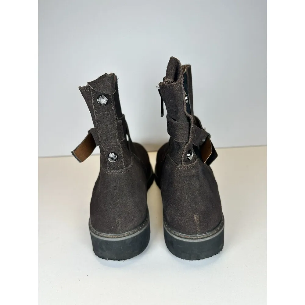 Donald Pliner Captain Boots Leather & Suede Buckle Booties Size 10 Brown - Image 7