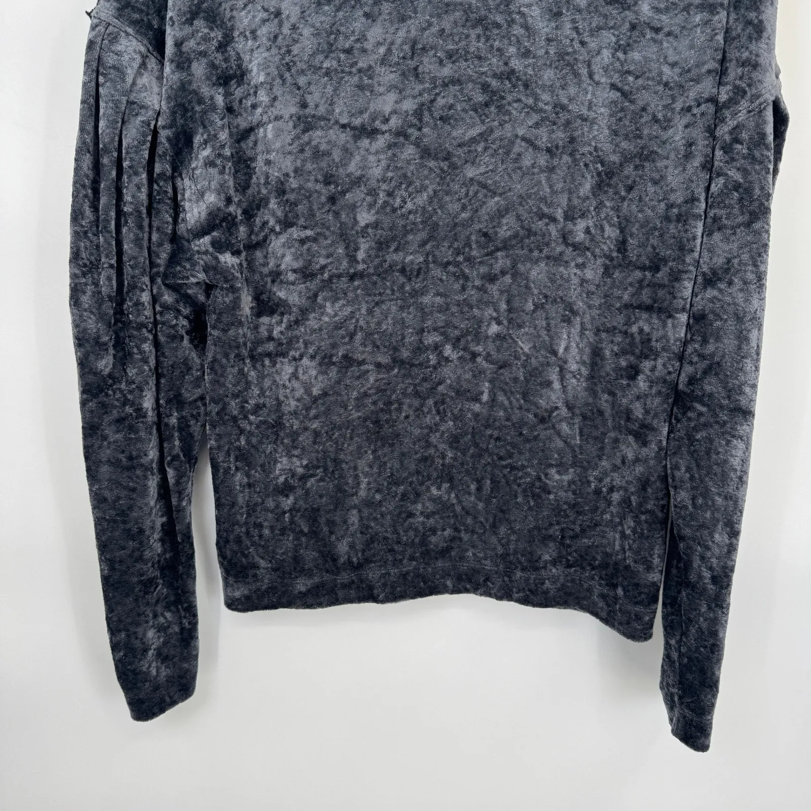 Free People Crushed Velvet Long Sleeve Crew Neck Sweatshirt Top Gray Womens XS - Image 9