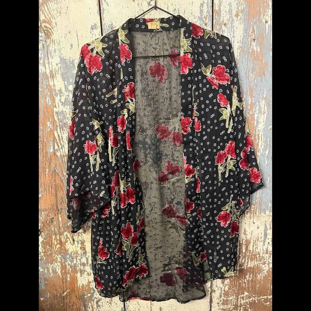 True Craft sheer floral open cardigan, size Medium - Image 2