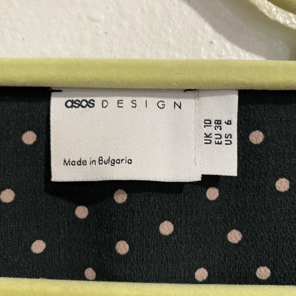 Asos Black Polka Dot Blouse Sz 6 - Image 5