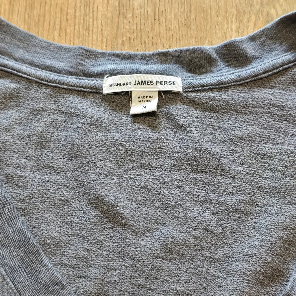 JAMES‎ PERSE Boxy v-neck pullover Top sz 3 L Cotton jersey Made in USA WXT3963CU - Image 2