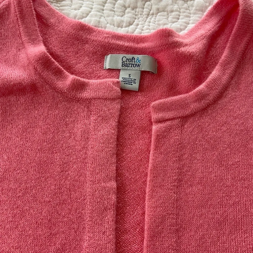 Croft & Barrow Pink Cardigan Sweater Bolero Short Sleeve Open Front Soft Size S - Image 6