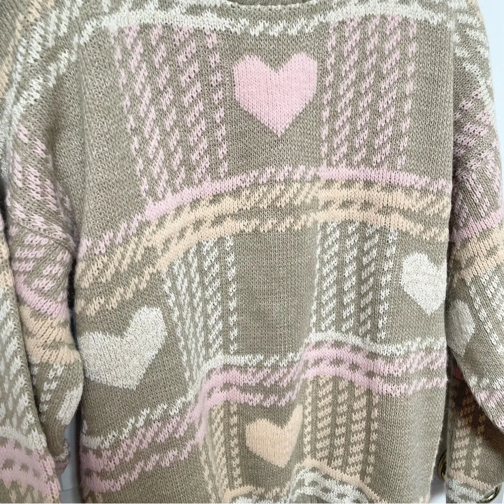 Hot Cashews Vintage Made in USA gold glitter heart sweater 100% acrylic MEDIUM - Image 4