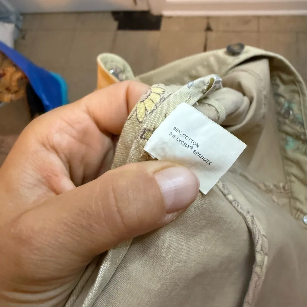 Gap Vintage Floral Trim Y2K Tan Khaki Jacket - Image 4
