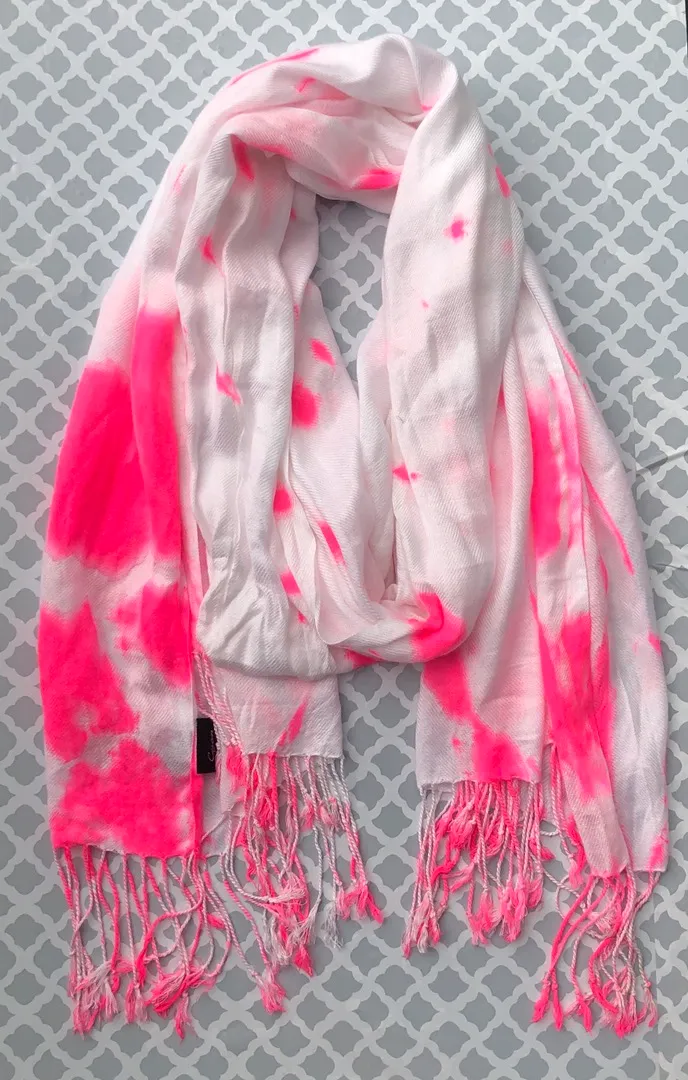 Hand Made Tie Dye Hot Pink Scarf / Shawl - Image 3