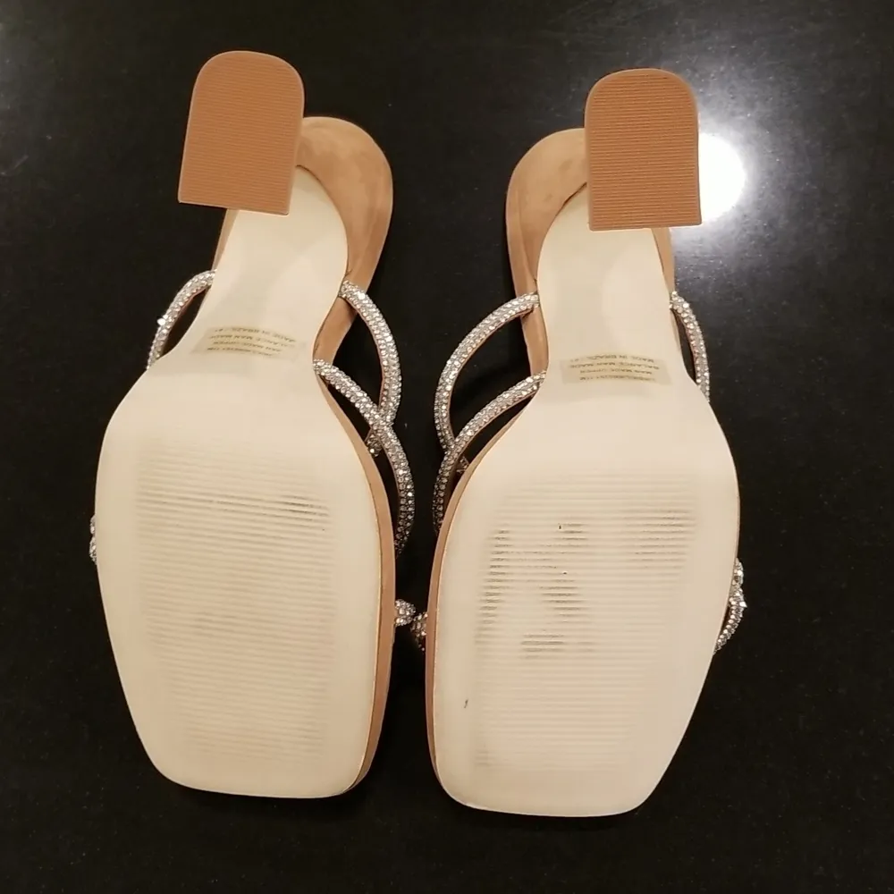 💕STEVE MADDEN💕 Libbie Camel Nubuck Rhinestone High Heel Platform Sandals ~ 11 - Image 12