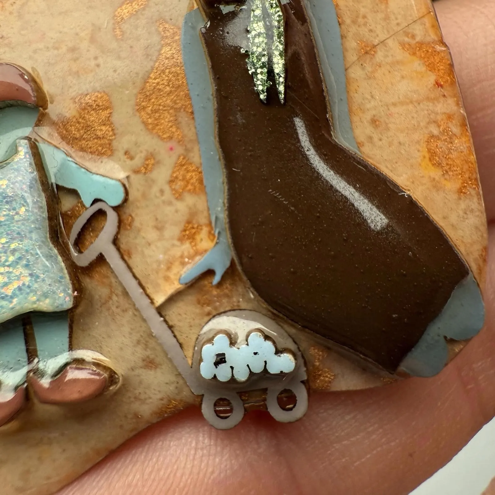 Lady Mom With Two Children Playing Signed Designs By Lucinda Brooch Pin Kids - Image 3