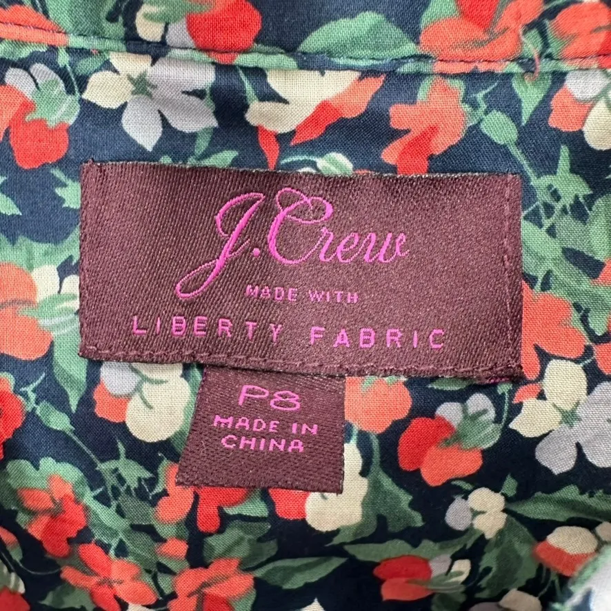 J Crew Liberty Fabric Floral Print Button Down Shirt Women's Petite 8 - Image 4