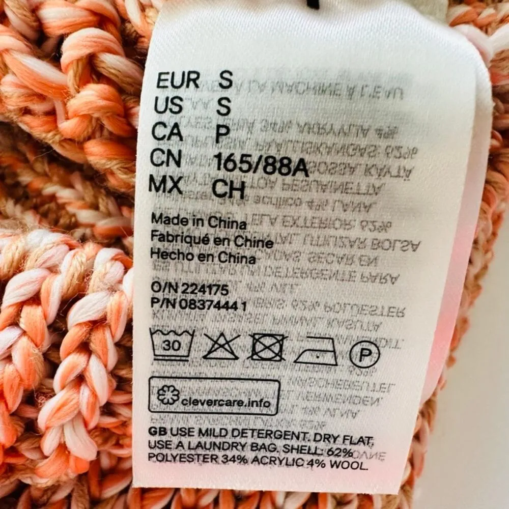 H&M Chunky Knit Sweater Size Small Peach Cream Wool Blend Cottage Cute Comfort - Image 5