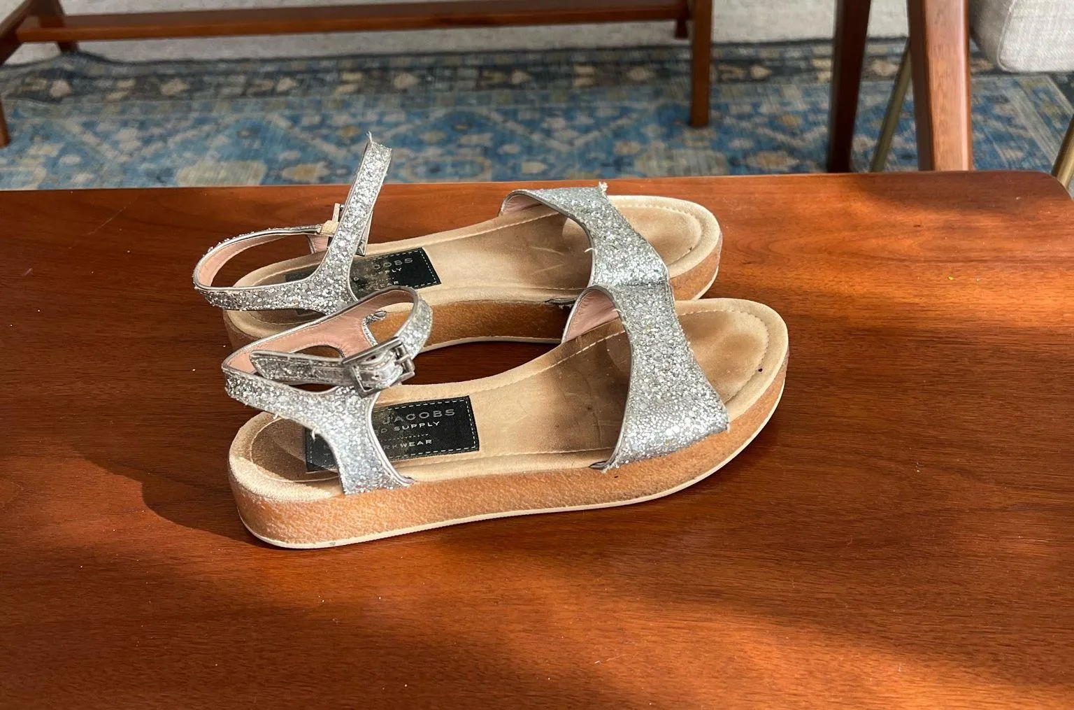 Marc Jacobs silver glitter ankle strap mini platform sandals 37 - Image 11