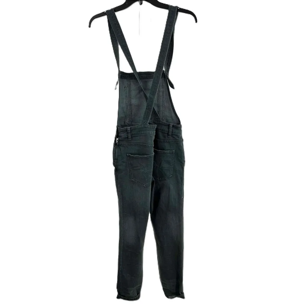 Free People Slate Blue Adjustable Straps Skinny Denim Overalls Women Size 24 - Image 6