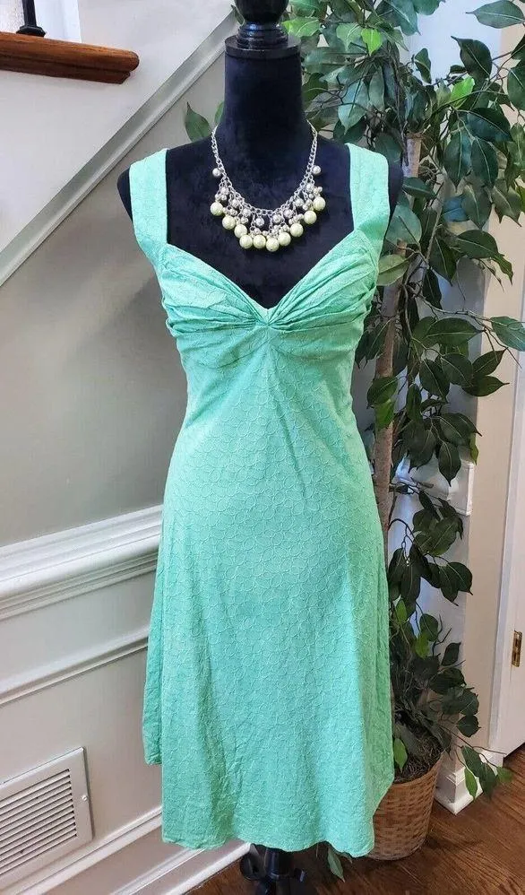 Calvin Klein Womens Green Cotton Sweetheart Neck Sleeveless Knee Length Dress S - Image 11