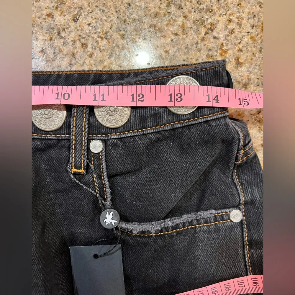 One Teaspoon Truckers Mid Waist Long-Length Relaxed Denim Shorts - Black, Size 4 - Image 7