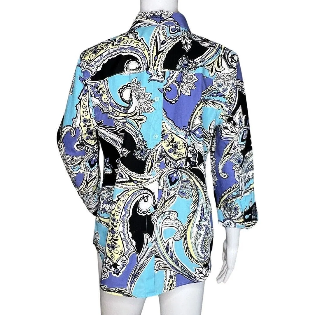 Chicos Shirt Womens Small 0 Multicolor Paisley Button Up‎ Casual Office Career - Image 4