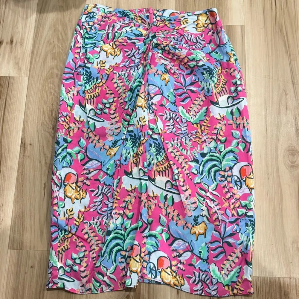 JMcLaughlin Blakely Rose Freshfield Floral Twist Front Faux Wrap Skirt Women’s 2 - Image 2