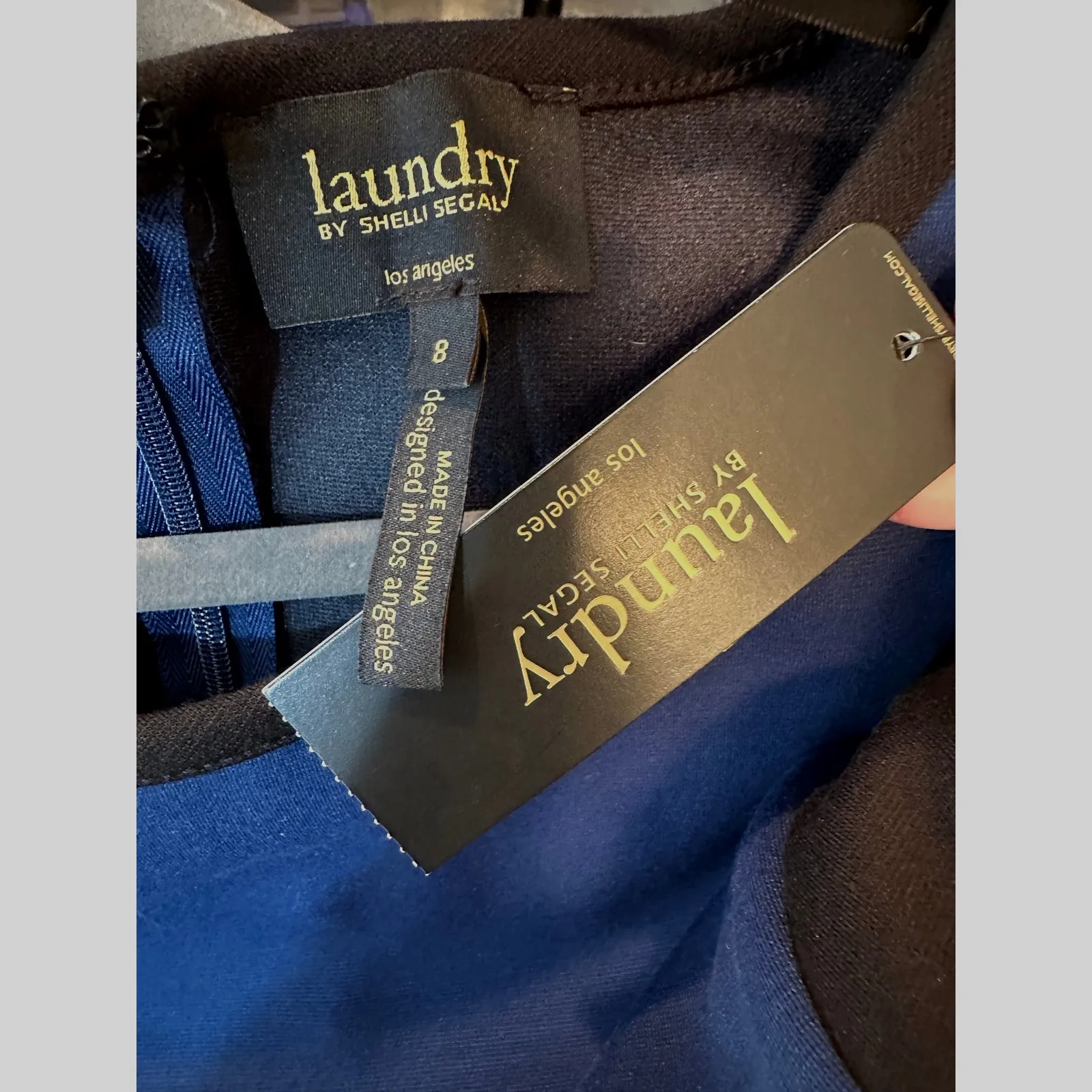 Laundry by Shelli Segal Night Sky Long Sleeve Scoop Neck Mini Dress Blue Black 8 - Image 12