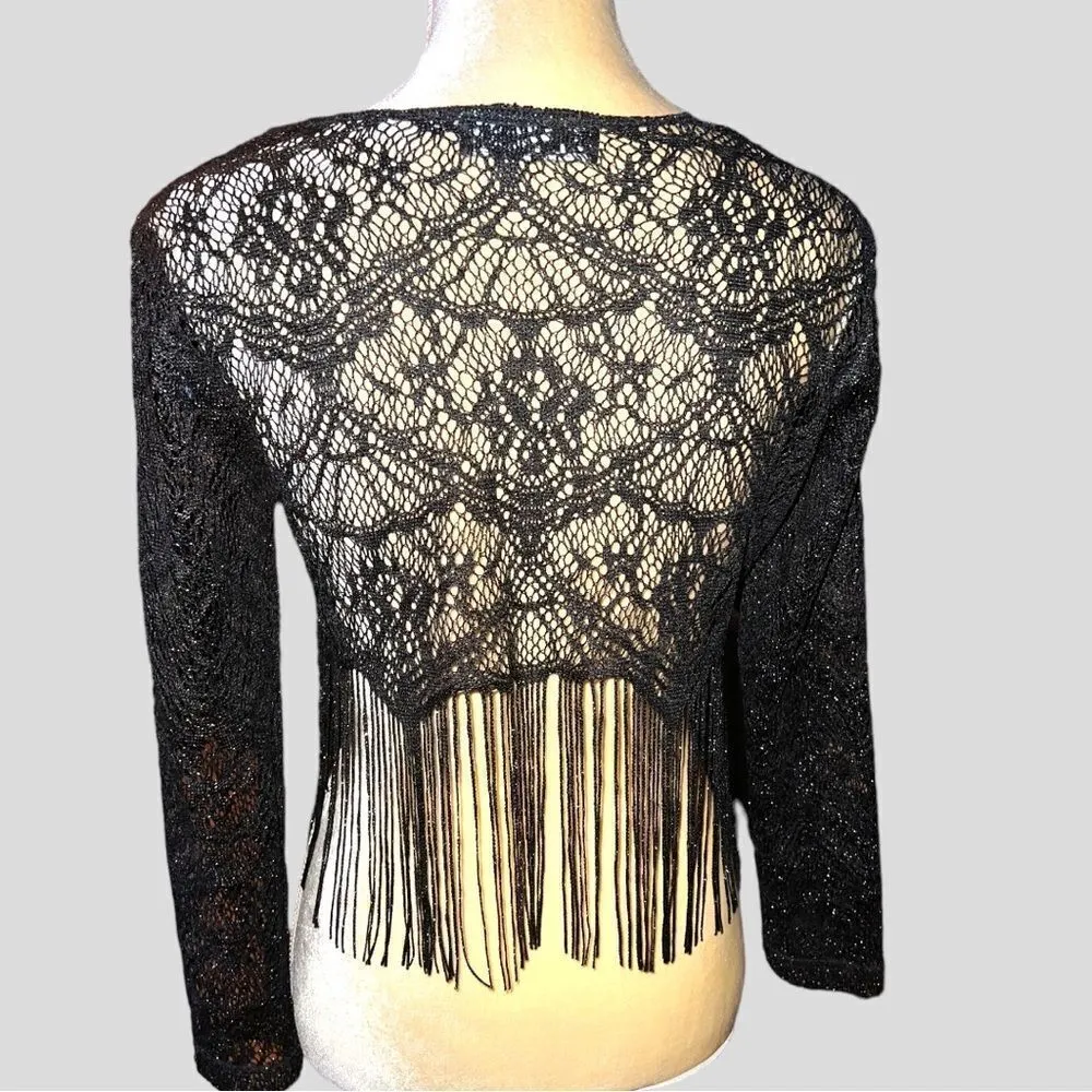 Beautiful black lace fringe hem short jacket! Black Size undefined - Image 4