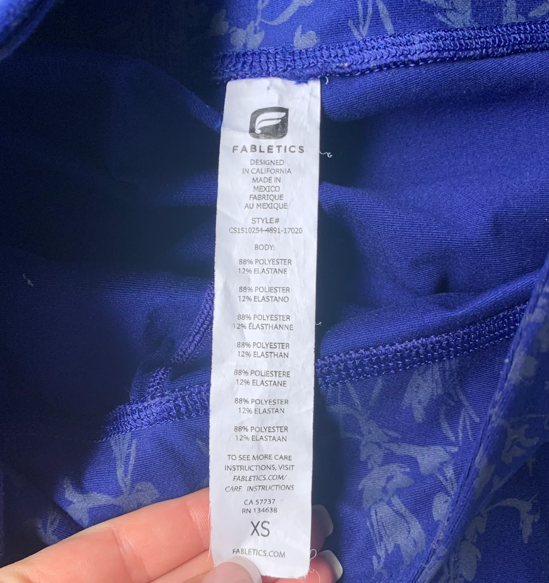 Blue Floral Cropped Leggings - Image 3