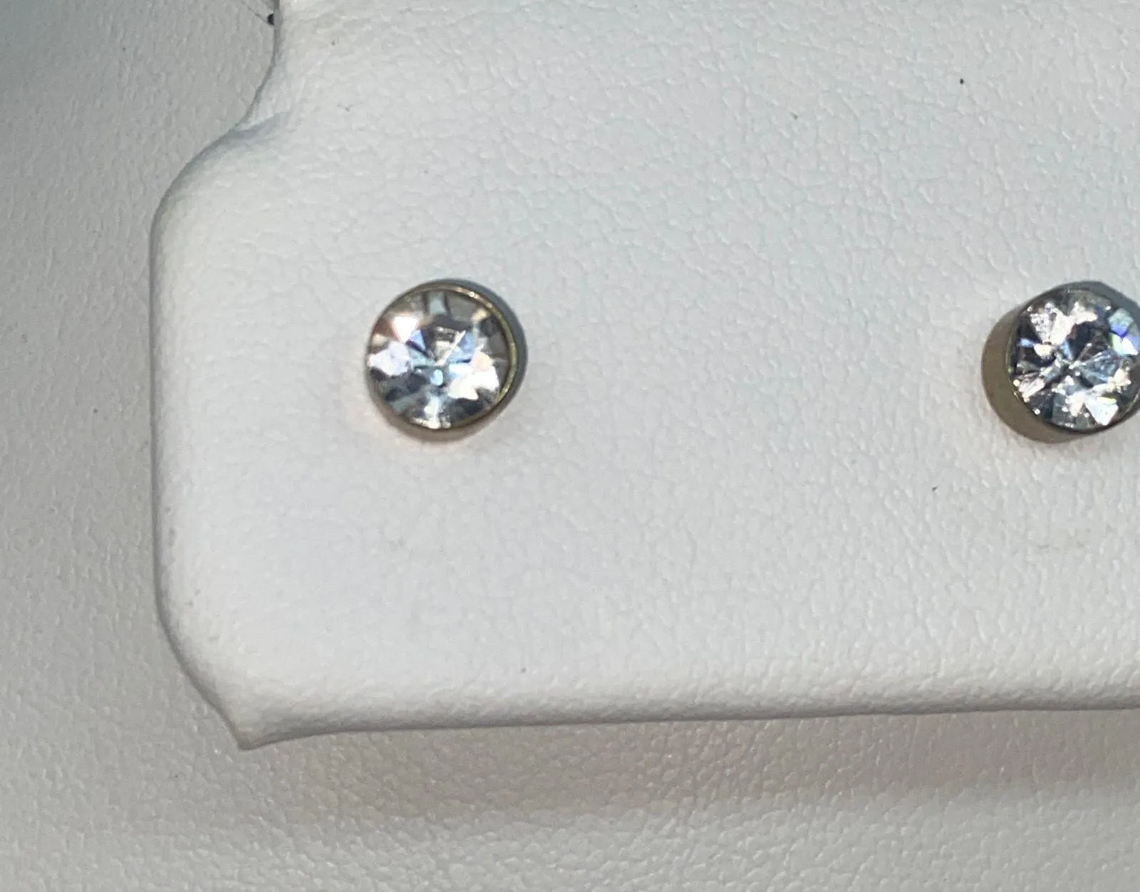 Clear Rhinestone Gold-tone Hardware Stud Earrings - Image 2
