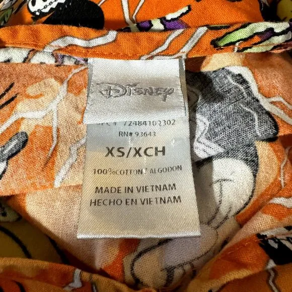 Disney's Bride of Mickenstein Halloween Orange Minnie‎ & Mickey Scrub Top Sz. XS - Image 5