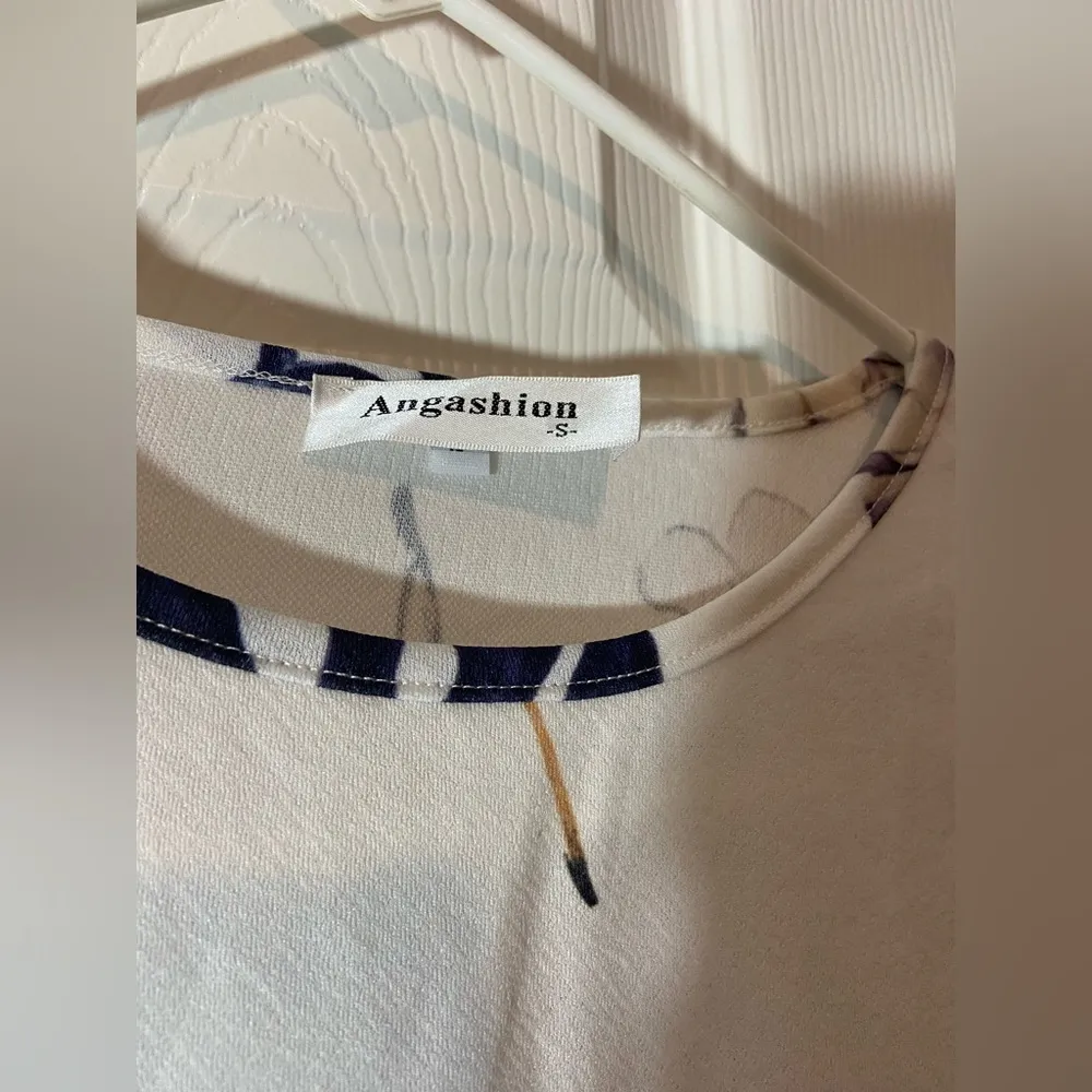 angashion womens dresses casual floral print long sleeve swing pleated a line SM - Image 3