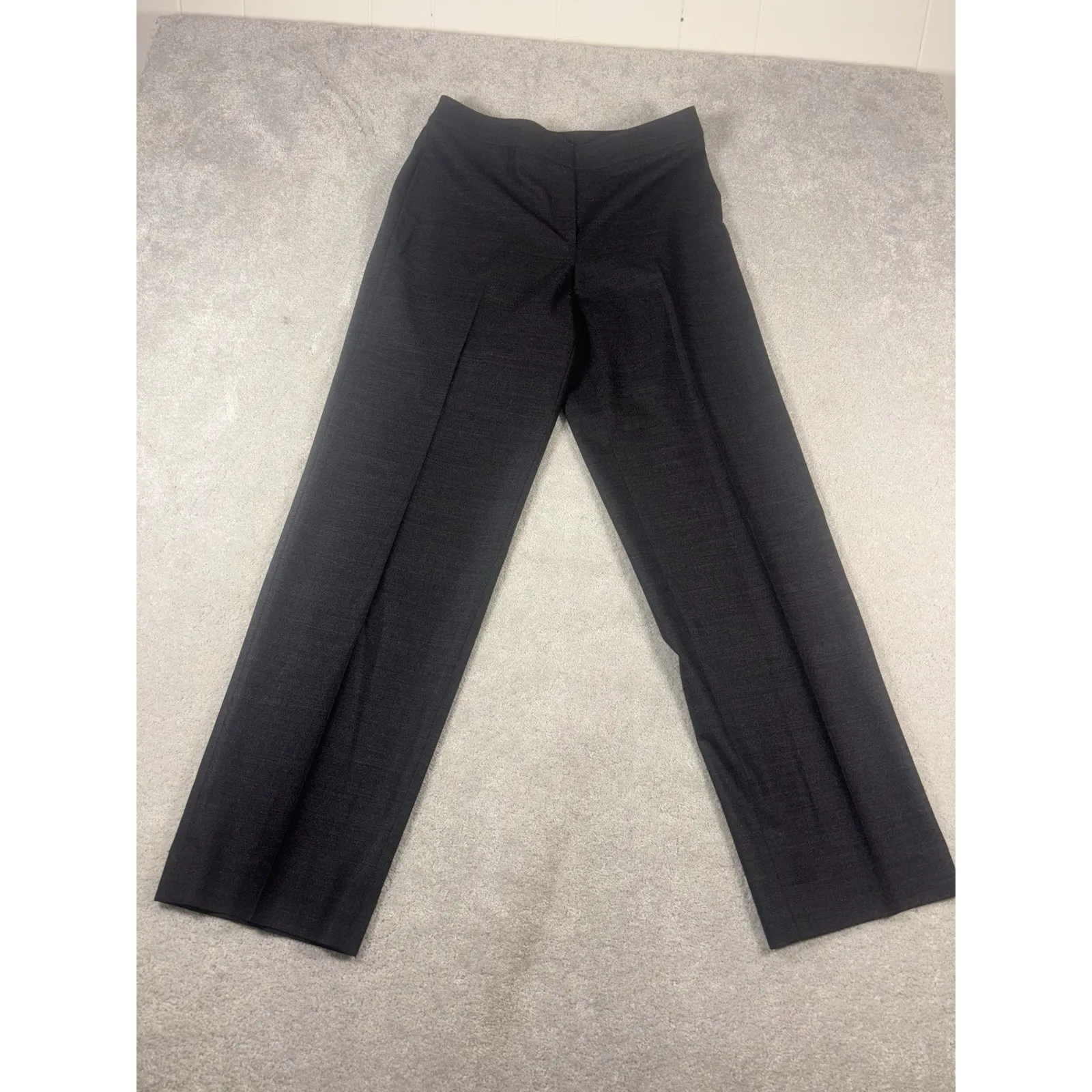 St. John Women Diana Dress Pants Trouser Size 10 Gray‎ Wool Stretch Wide Leg - Image 2