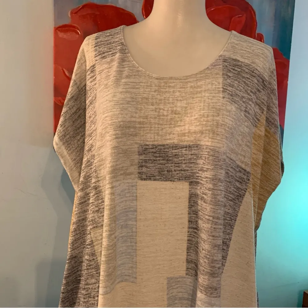 Wilfred Free Women's Medium Lorelei Tunic Dress Grey Tan Cream Colorblock S - Image 2