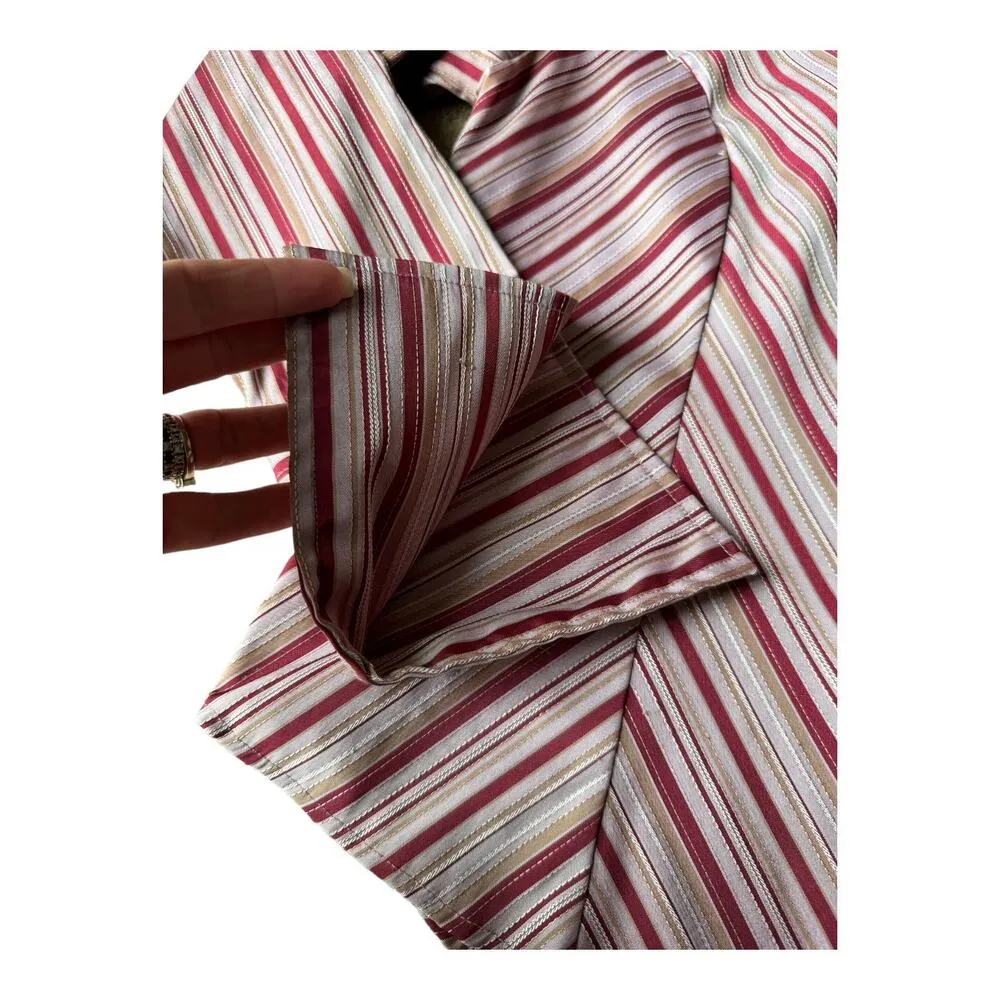 Vintage 70's Retro stripped bouse dagger collar large fold back cuffs size large - Image 9