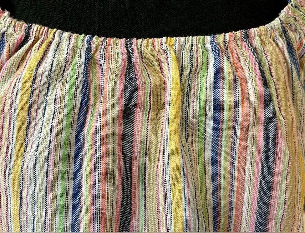 Lumiere Striped Linen Blend Cropped Peasant Top Size Small - Image 4