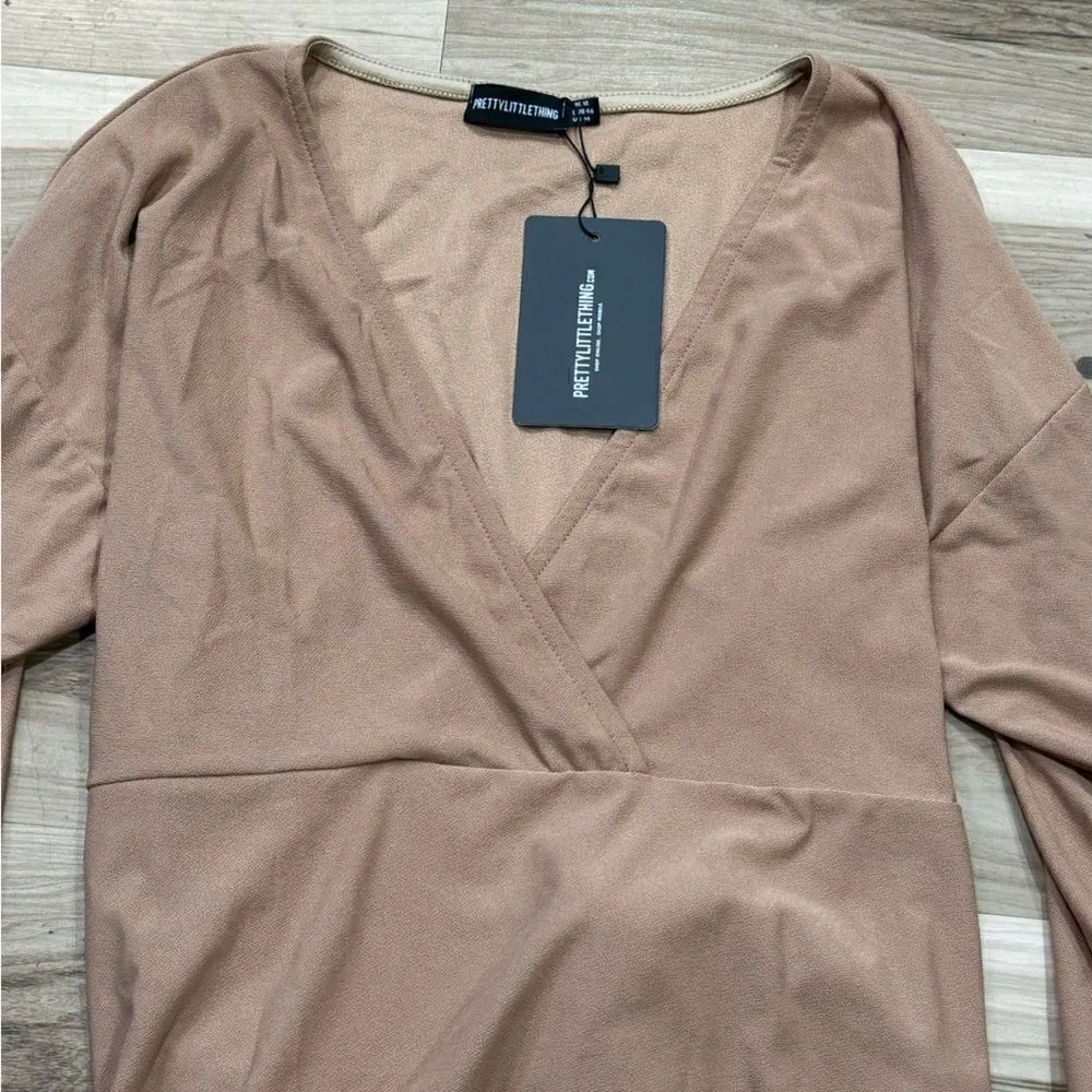 NEW Prettylittlething Plus Camel Tie Waist Blouse Women’s 14 - Image 8
