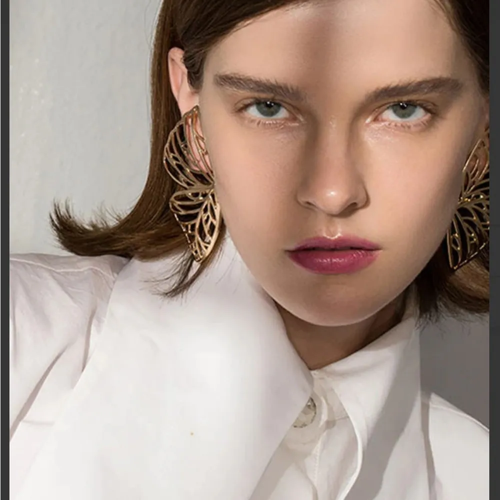 Anthropologie  Gold Cutout Butterfly Earrings - Image 2