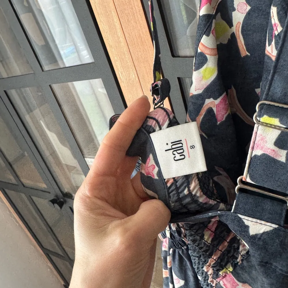 Cabi aurora maxi dress halter block print smock pockets watercolor adjustable - Image 9