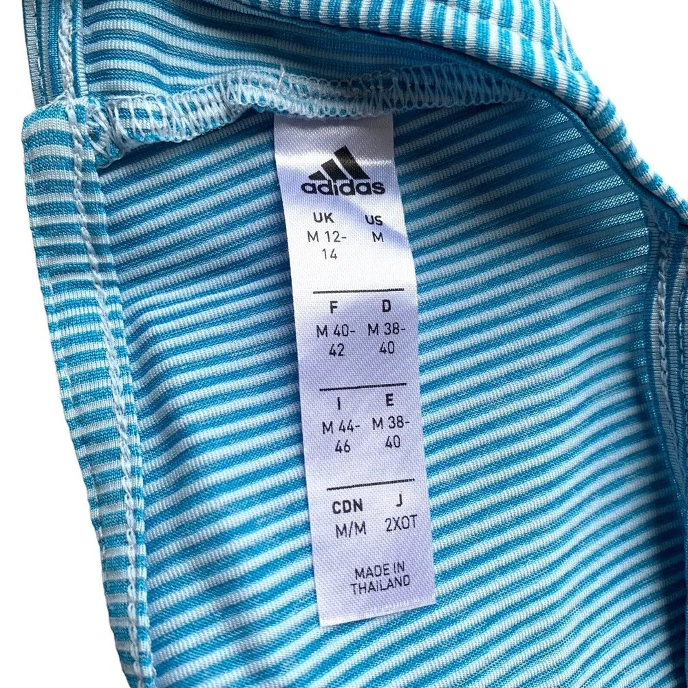 Adidas Primeblue Athletic Tank Size Medium Open Back Blue Stripe Workout Top - Image 4