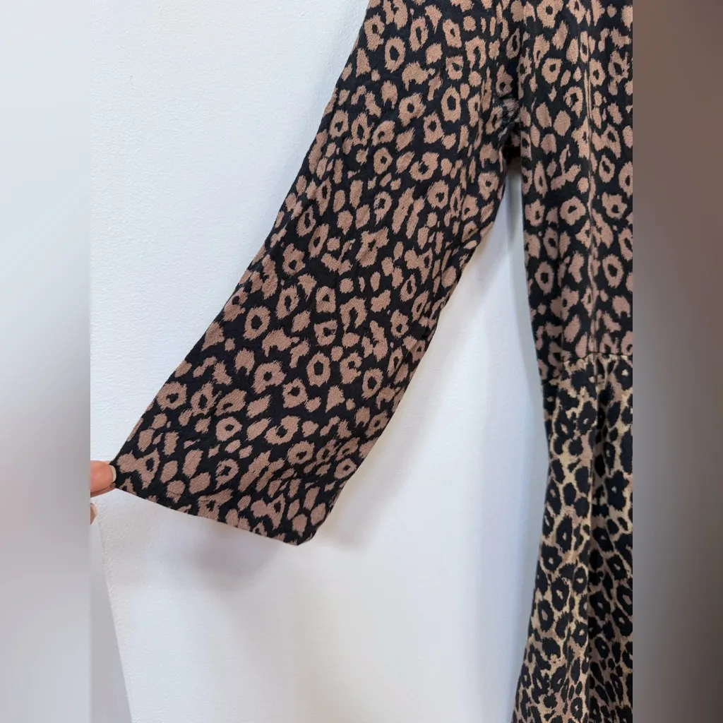 MAEVE Anthropologie Juno Leopard Print Mini Dress Brown Black Size M - Image 6
