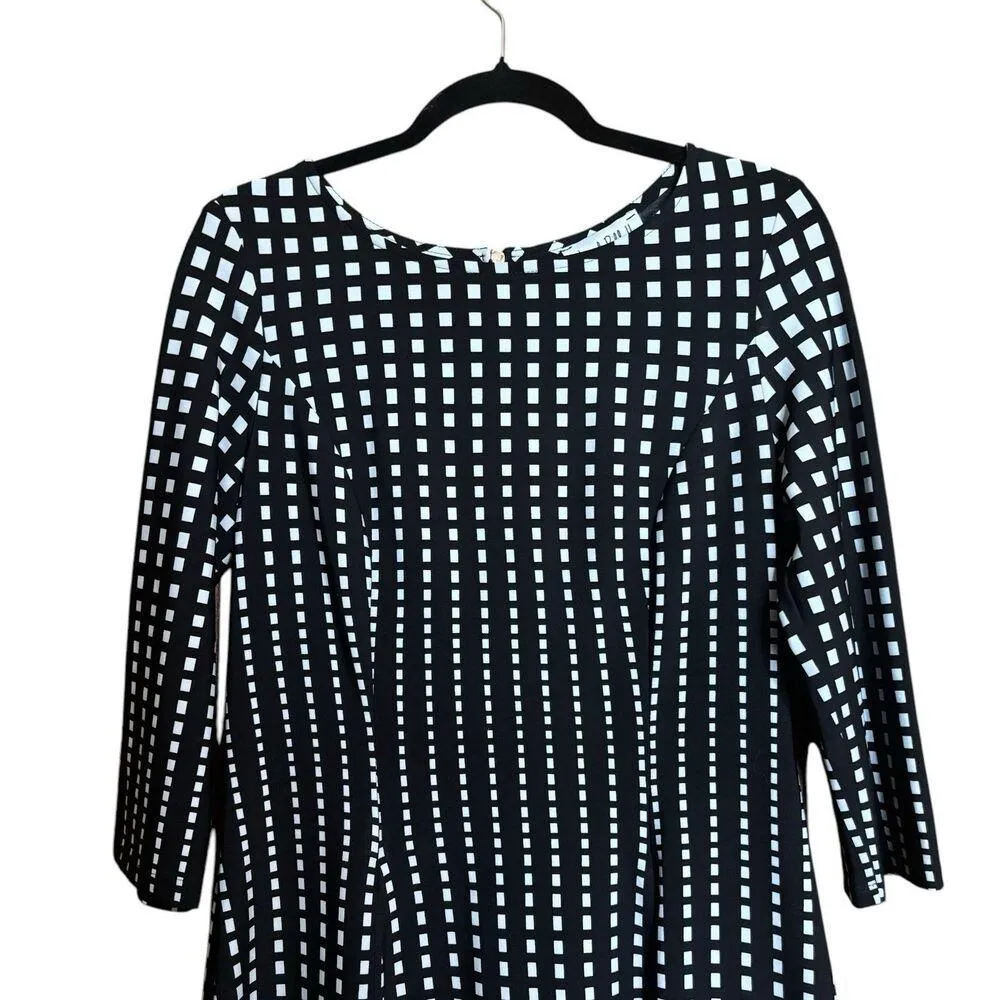 Joseph Ribkoff Cocktail Sheath Dress Womens 10 Black White Print Evening - Image 2