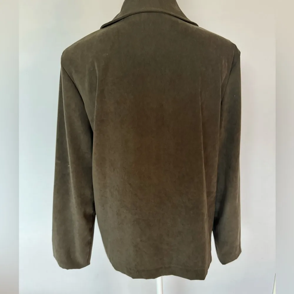 Vintage Briggs New York Faux Suede Blazer | Olive Green | Medium | EUC - Image 8