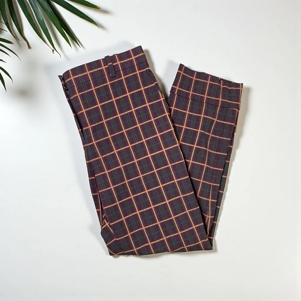 🆕 Theory York Plaid Crop Cuff Pants in Stretch Wool - Image 6