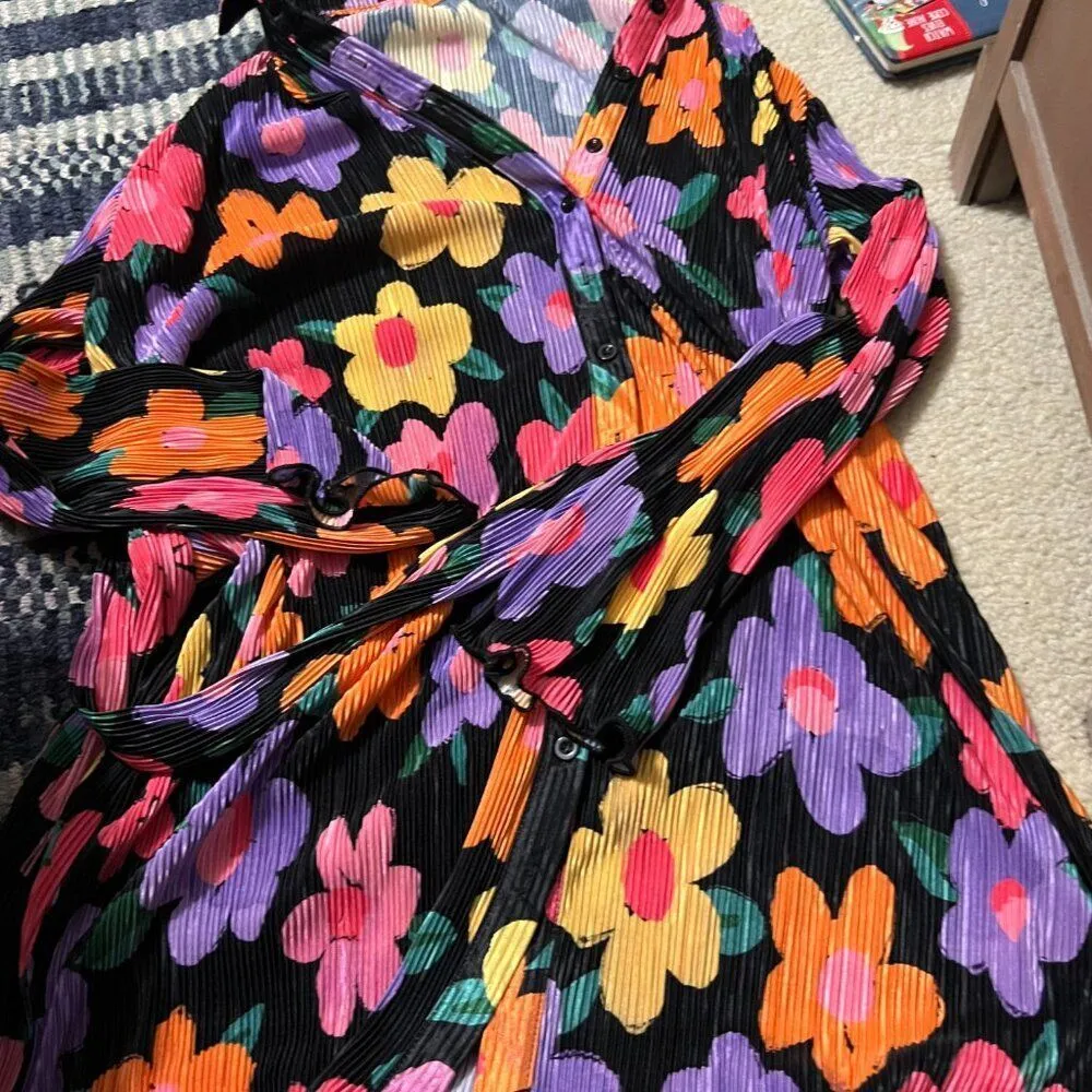 Peppermayo | Soho Chic Shirt Pleated Dress Floral Noir Bloom, Women's US 4 - Image 10
