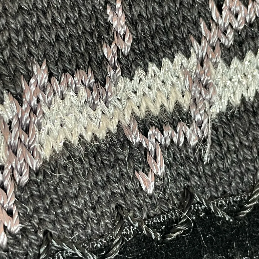 Vintage‎ Cardigan Sweater Women Black Metallic Christmas Holiday Festive Medium - Image 15