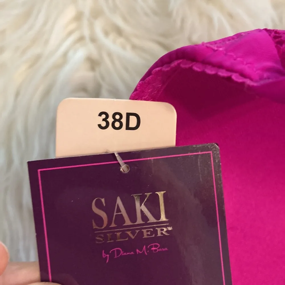 SAKI SILVER WOMENS BRA SIZE 38D Elegant Pink Lace Bra brand new - Image 5
