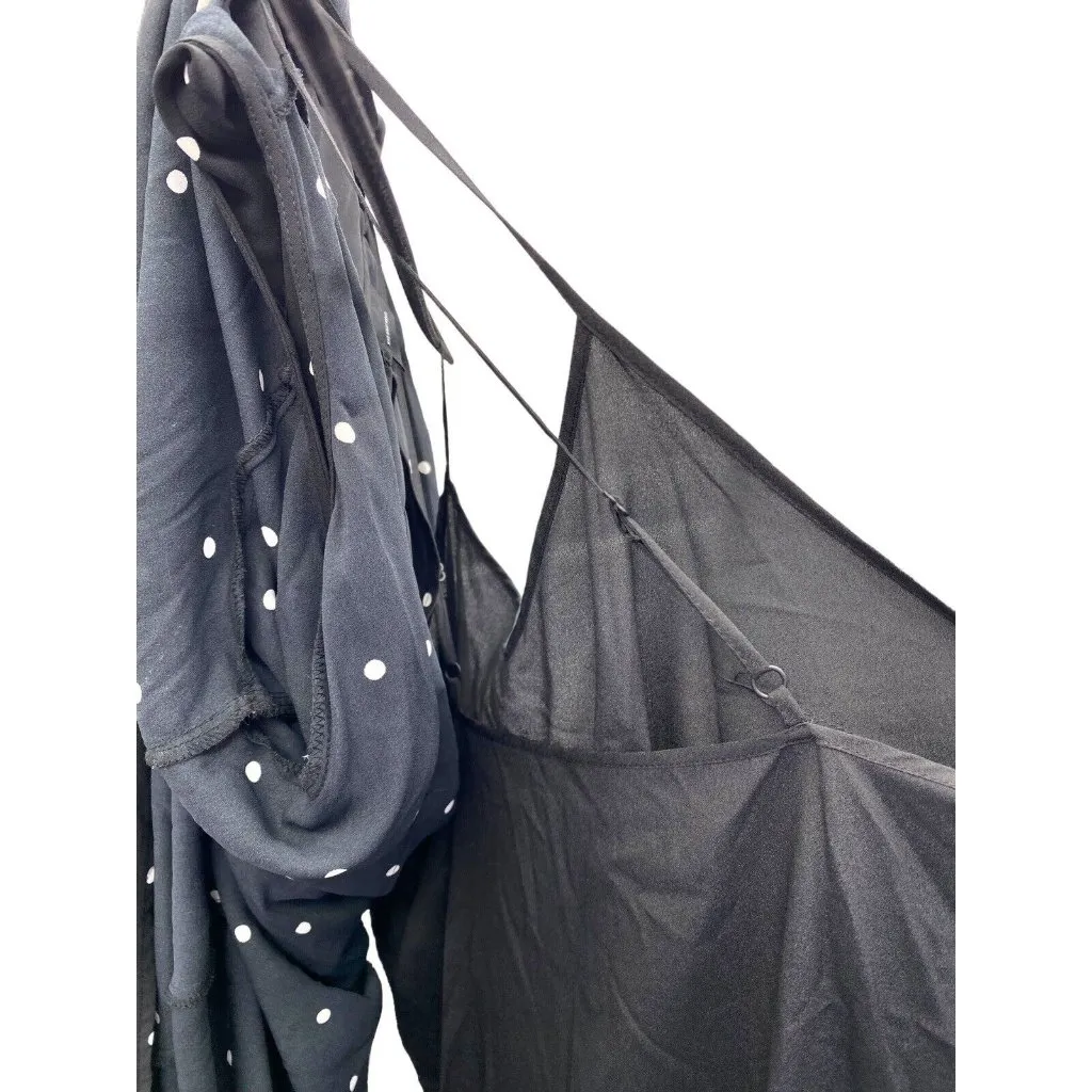 Who What Wear Dress Cold‎ Shoulder Polka Dot Black White Lined Womens XL - Image 8